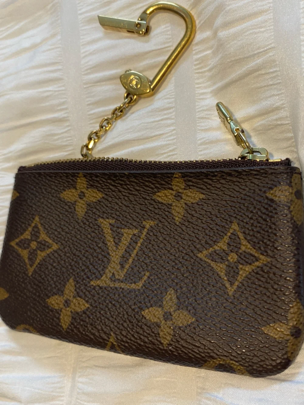 Louis Vuitton Monogram Key & Card Pouch in Brown with Gold Hardware